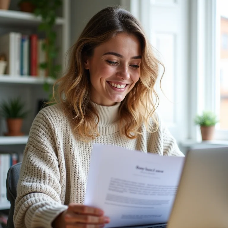 Mulher branca usando o LibreOffice em seu home office