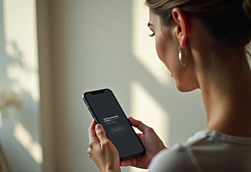 Mulher configurando o Gmail no celular