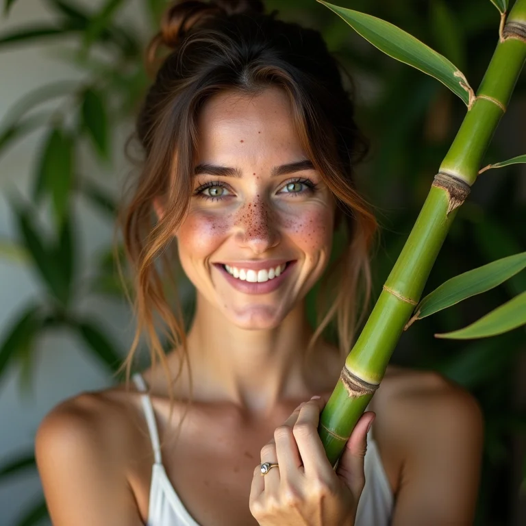 Mulher e o bambu, material sustentável