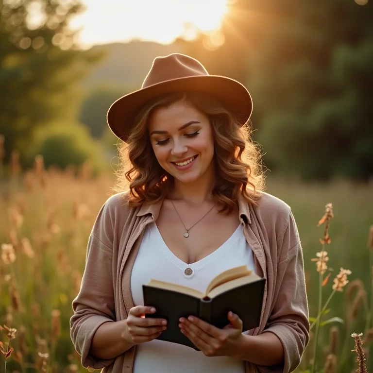 Mulher escrevendo em um diário ao ar livre