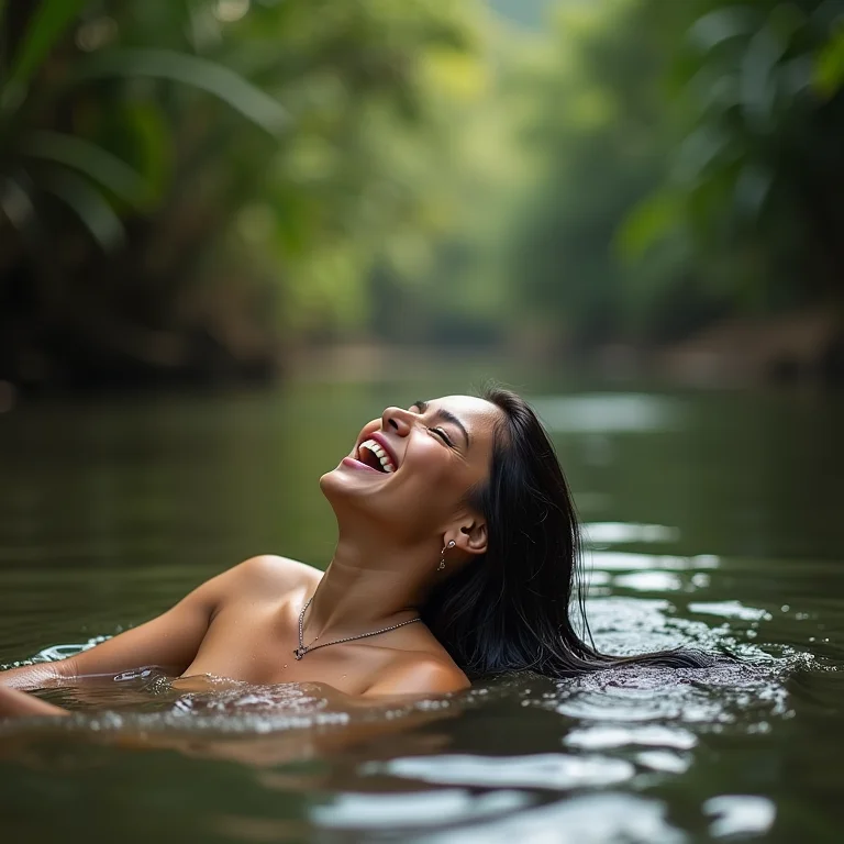 Mulher flutuando no Rio Sucuri