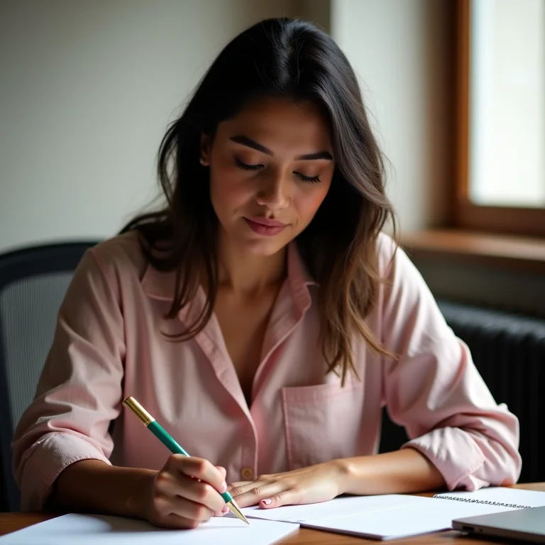 Mulher latina anotando em workshop de branding