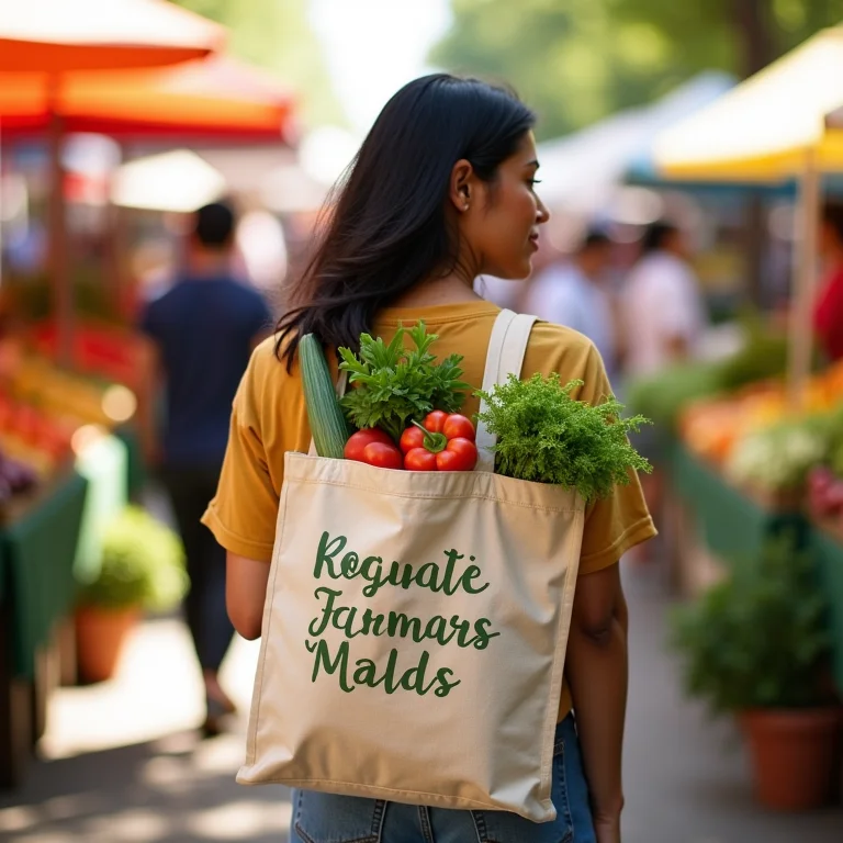 Mulher latina com sacola ecológica no mercado