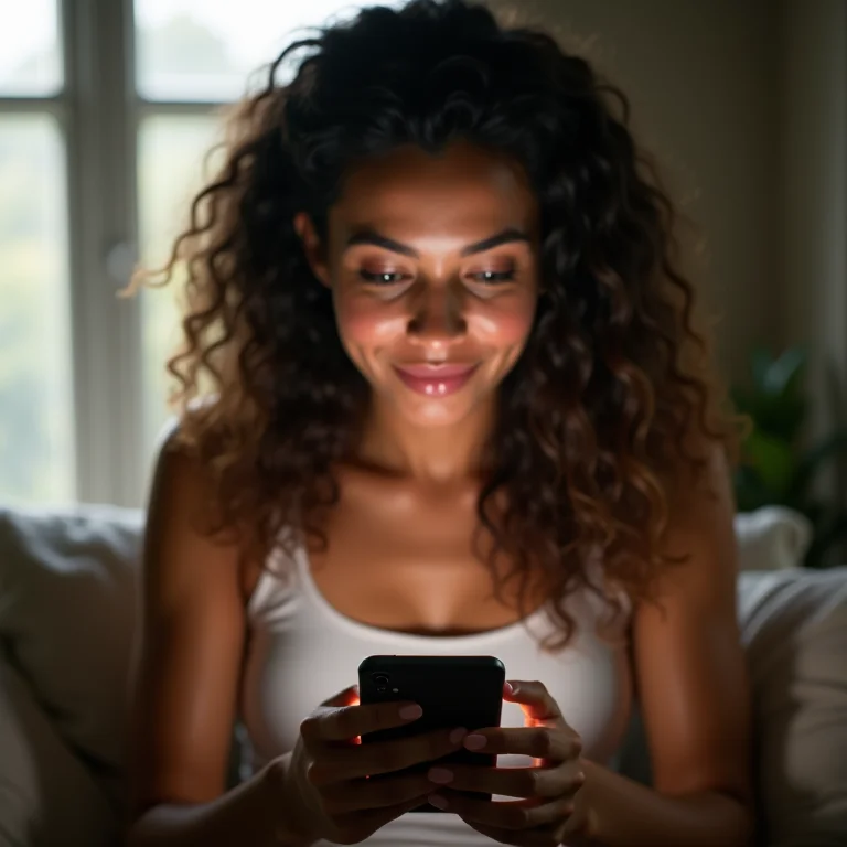 Mulher latina escolhendo plataformas de mídia social