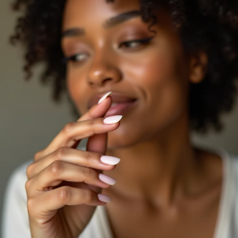 Mulher latina esmaltando as unhas com base