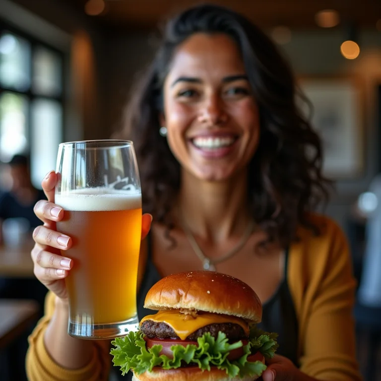 Mulher latina fazendo parceria com cervejaria local