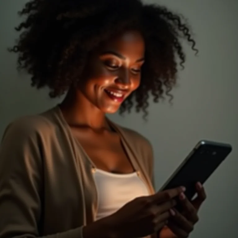 Mulher latina usando app de transferência