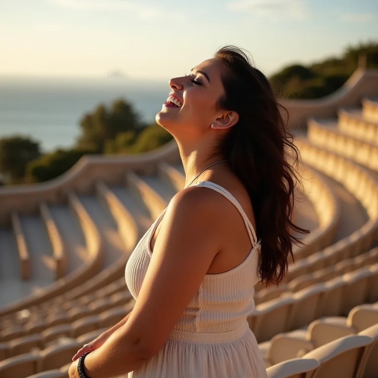 Mulher mid-size apreciando arte na Orla do Guaíba