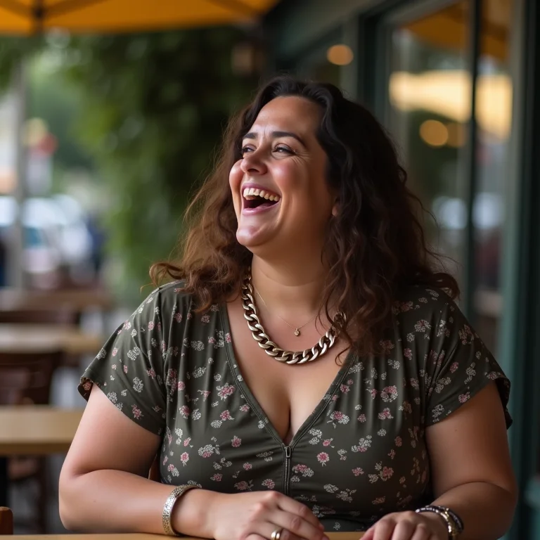 Mulher mid-size com bolsa de corrente