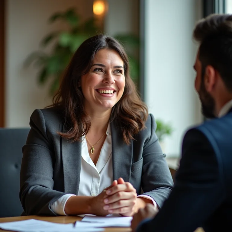 Mulher negociando taxas financeiras