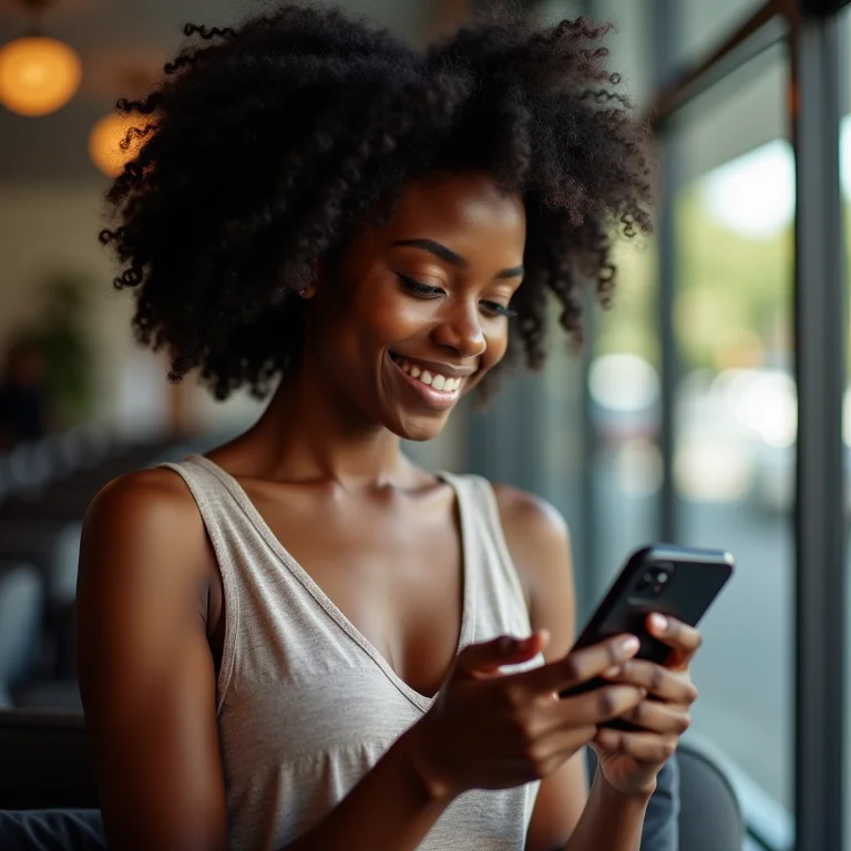 Mulher negra adicionando paradas em sua viagem de Uber.
