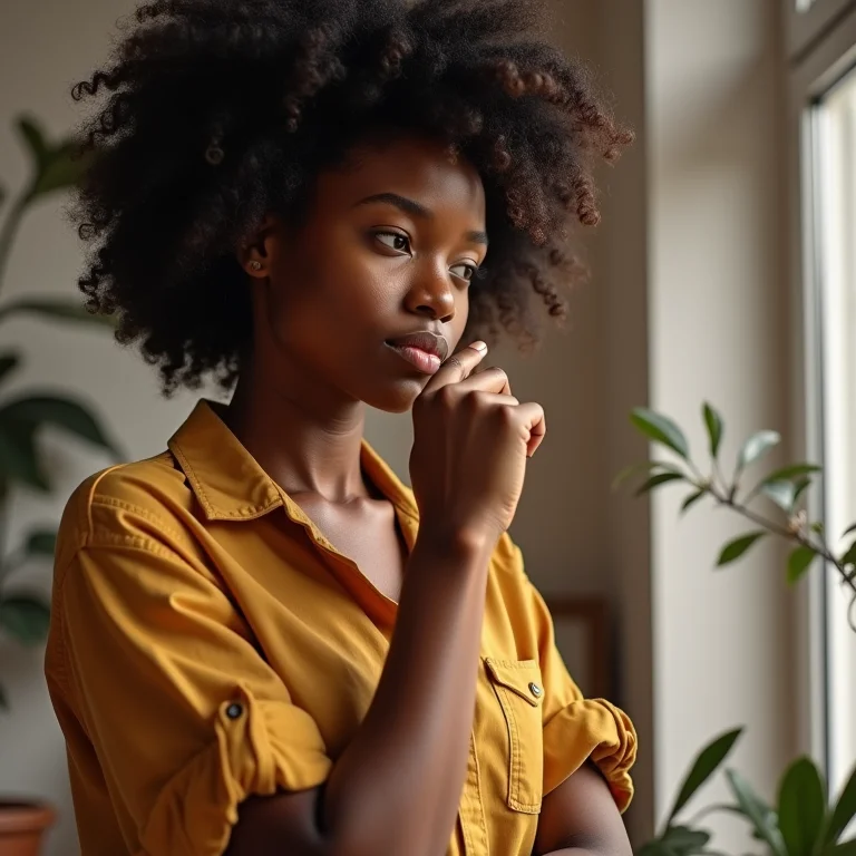 Mulher negra analisando mood board de branding