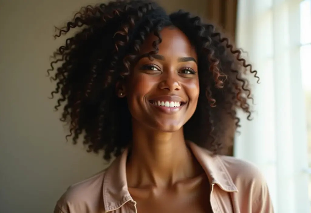 Mulher negra com acessórios de cabelo estilosos
