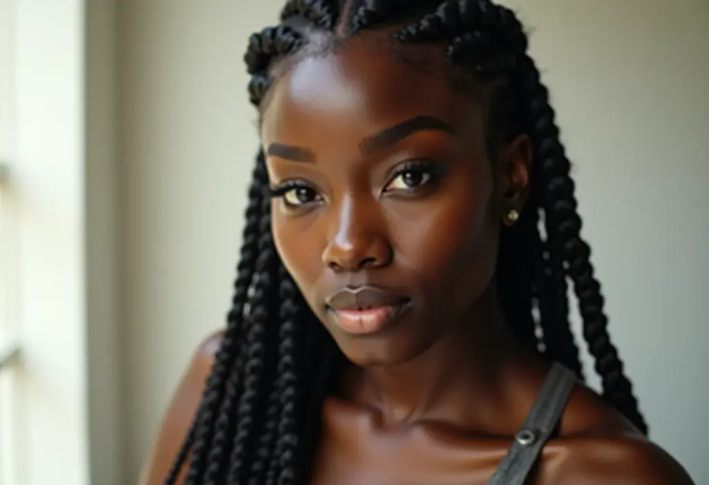 Mulher negra com trança embutida