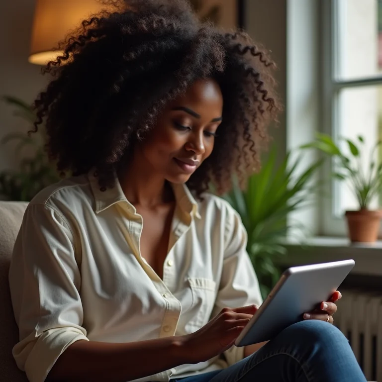 Mulher negra criando persona detalhada para branding