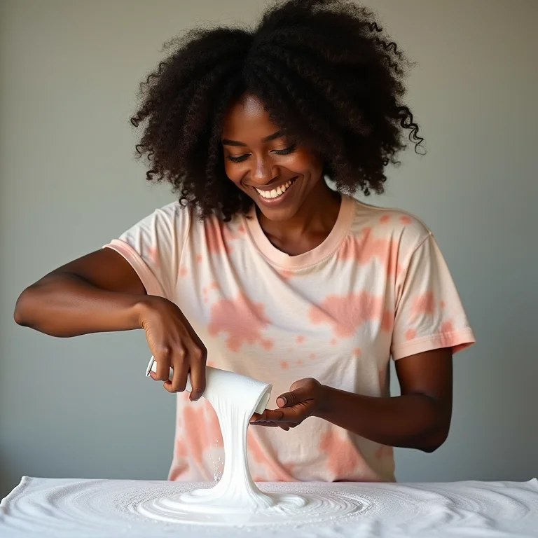 Mulher negra criando um design de tie dye reverso