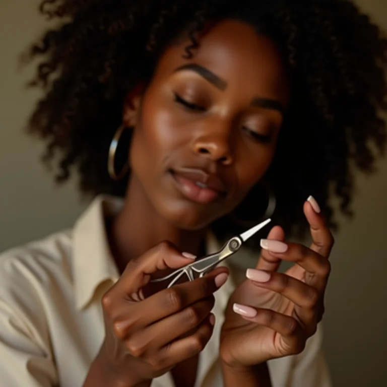 Mulher negra modelando as unhas