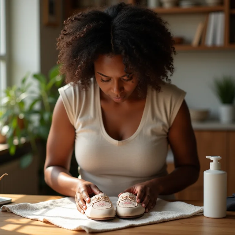 Mulher negra preparando área de trabalho para limpeza
