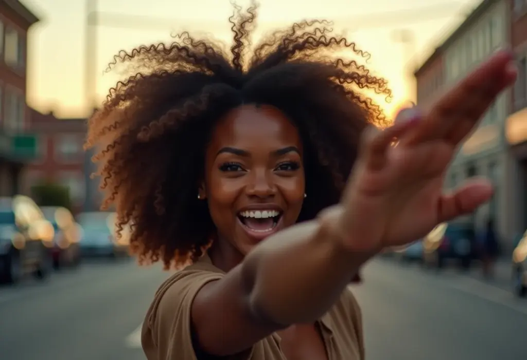 Mulher negra se defendendo em situação de perigo