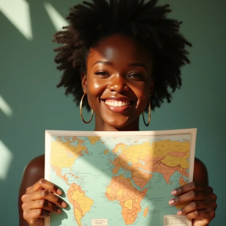 Mulher negra sorrindo com o mapa do Wet'n Wild SP