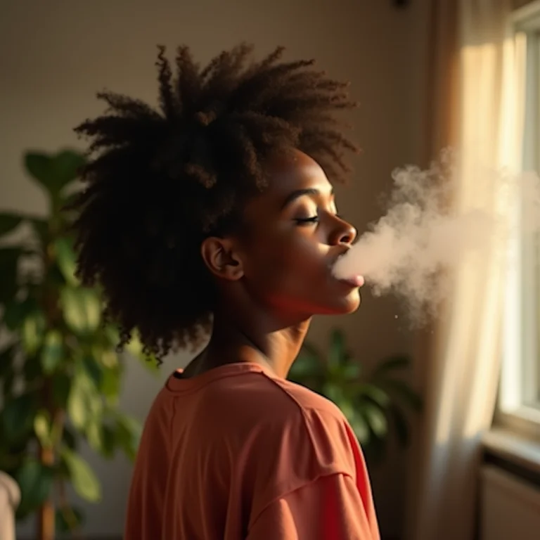 Mulher negra sorrindo em ambiente limpo