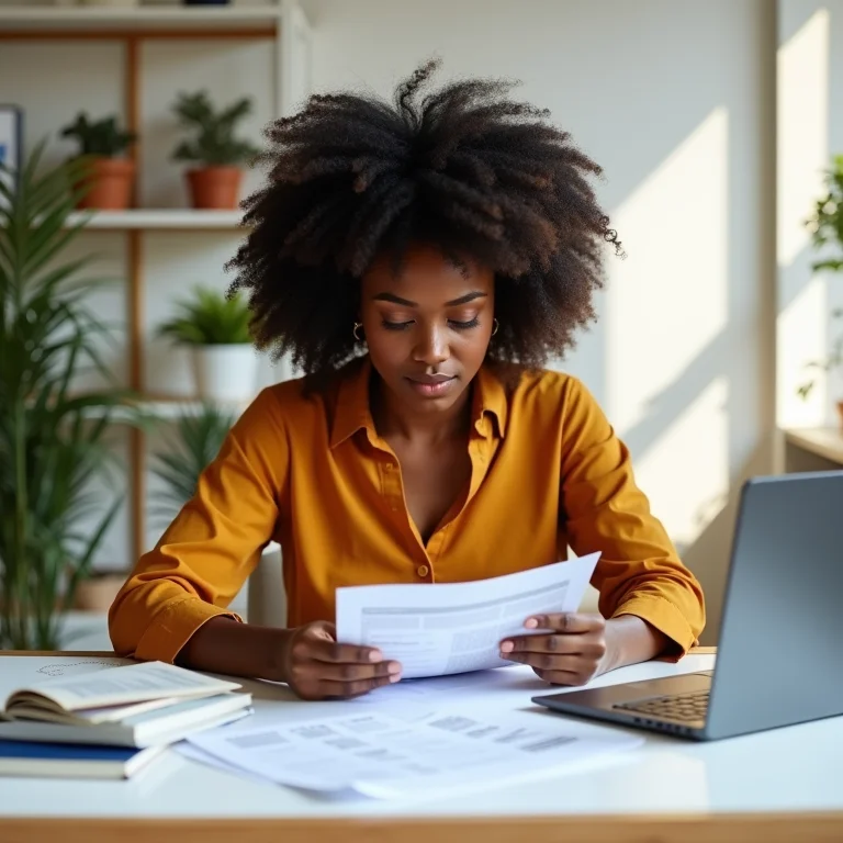 Mulher negra sorrindo enquanto estuda para a certificação CPA-10