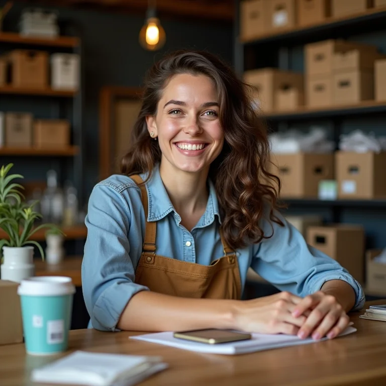 Mulher organizando área de serviço pequena