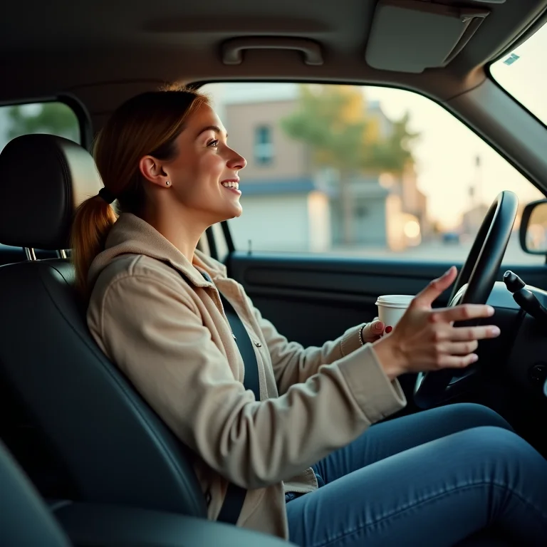 Mulher otimizando o tempo usando Uber com paradas.
