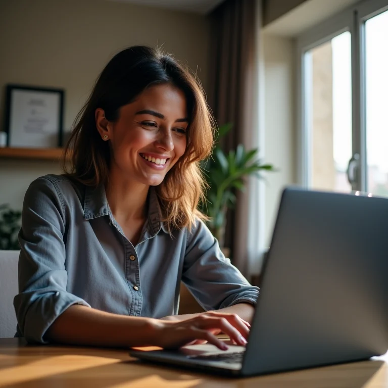 Mulher parda atualizando antivírus no computador