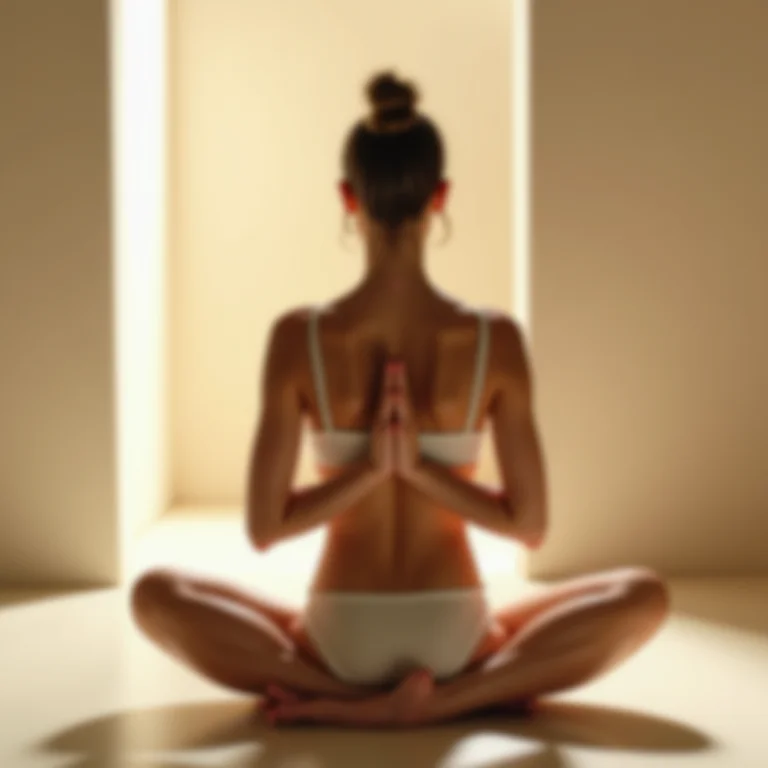 Mulher parda praticando respiração quadrada em casa