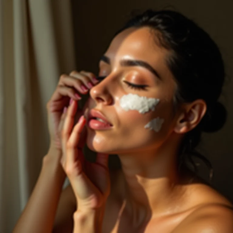 Mulher parda protegendo a pele antes do banho de lua