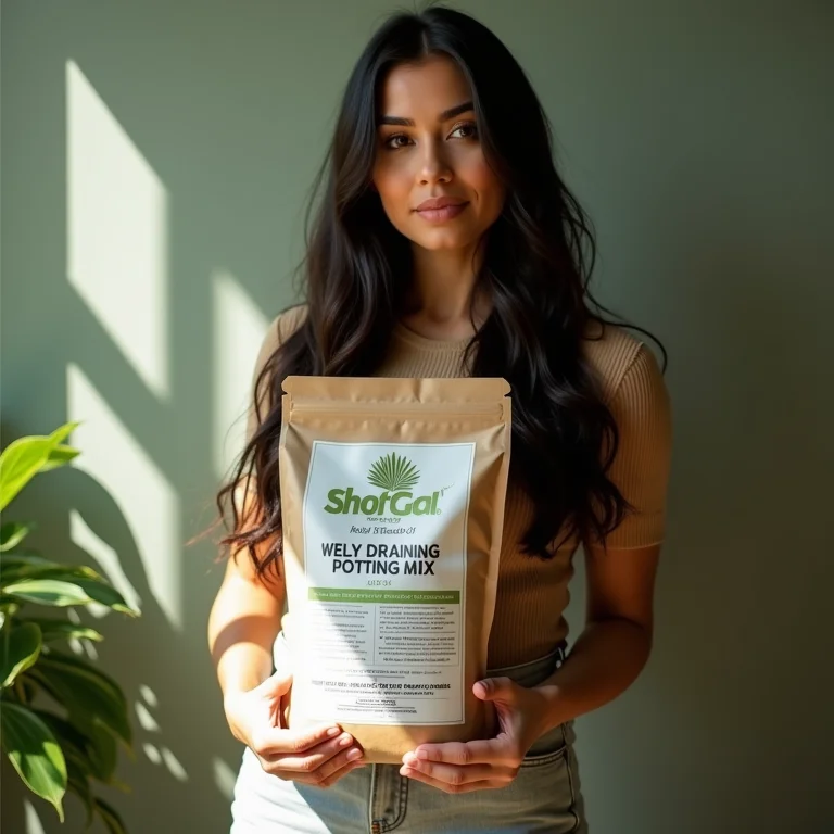 Mulher parda segurando substrato adequado para vaso autoirrigável