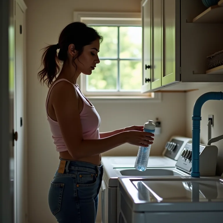 Mulher parda verificando o filtro central de água