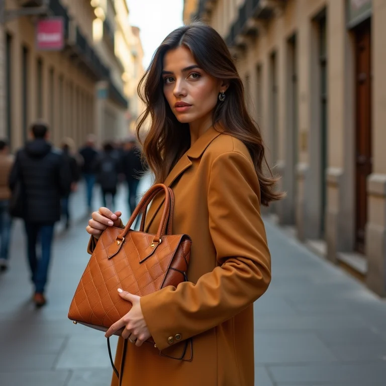 Mulher parda/latina com bolsa baguette