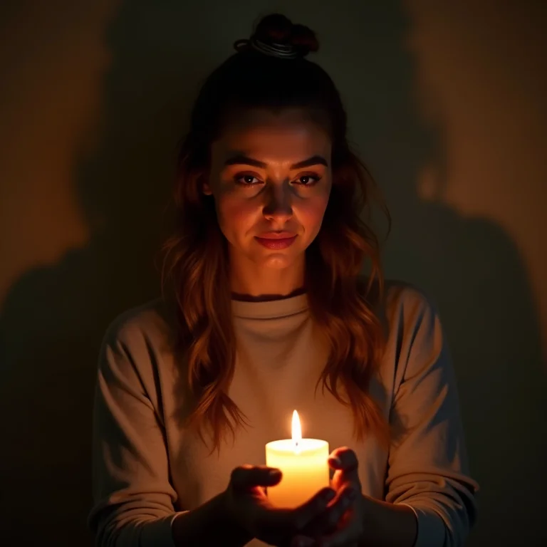 Mulher plus size acendendo uma vela na capela das velas em Aparecida