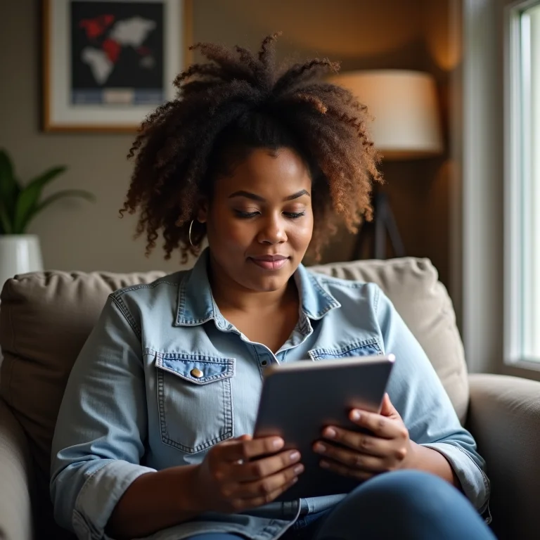 Mulher plus size agendando posts nas redes sociais