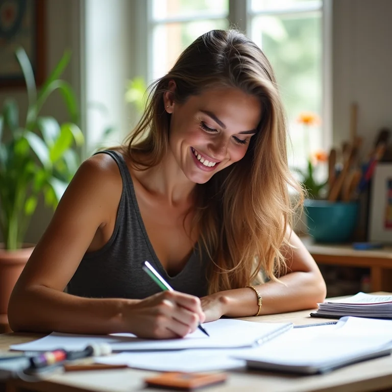 Mulher Plus Size planejando o crescimento do negócio com o novo limite