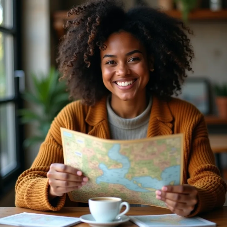 Mulher plus size planejando viagem