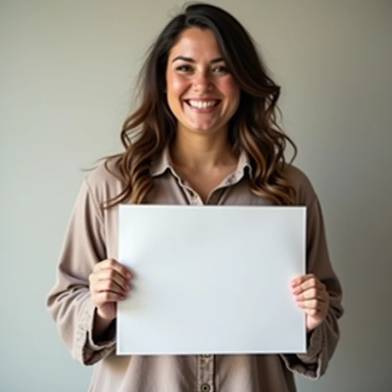 Mulher plus size segurando um certificado com um sorriso orgulhoso