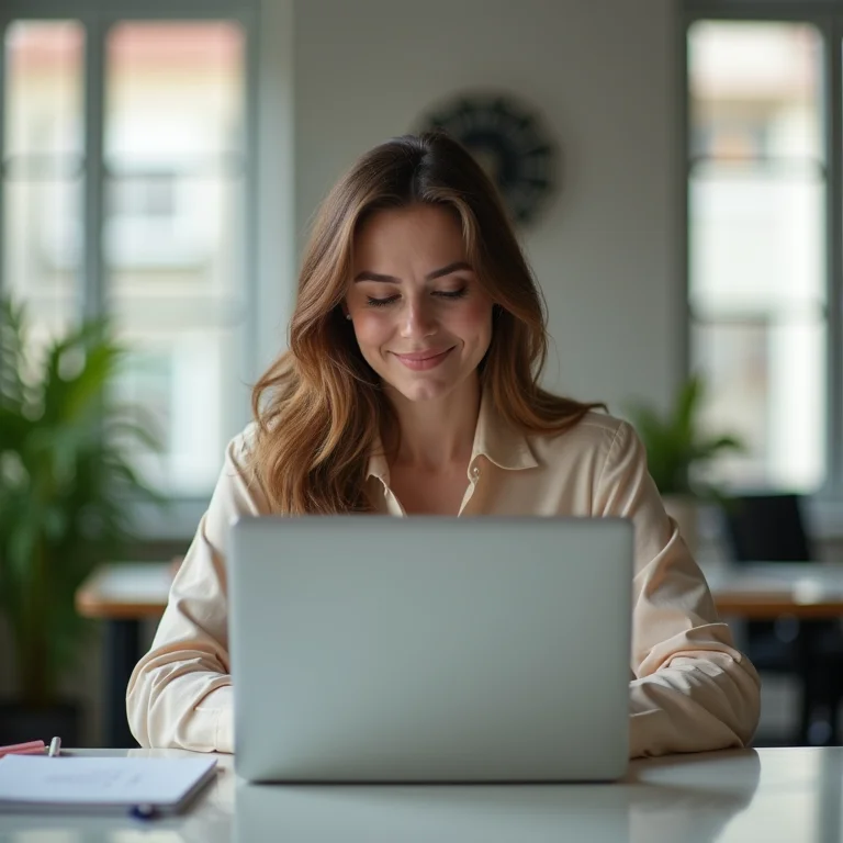 Mulher plus size trabalhando em um laptop, representando a relação entre trabalho e BPC LOAS