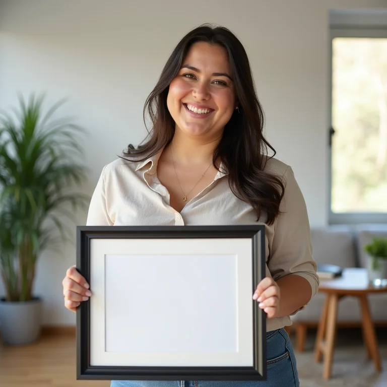 Mulher sorrindo segurando certificação