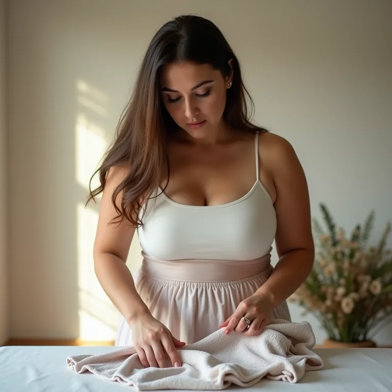 Mulher testando a solidez da cor de um tecido