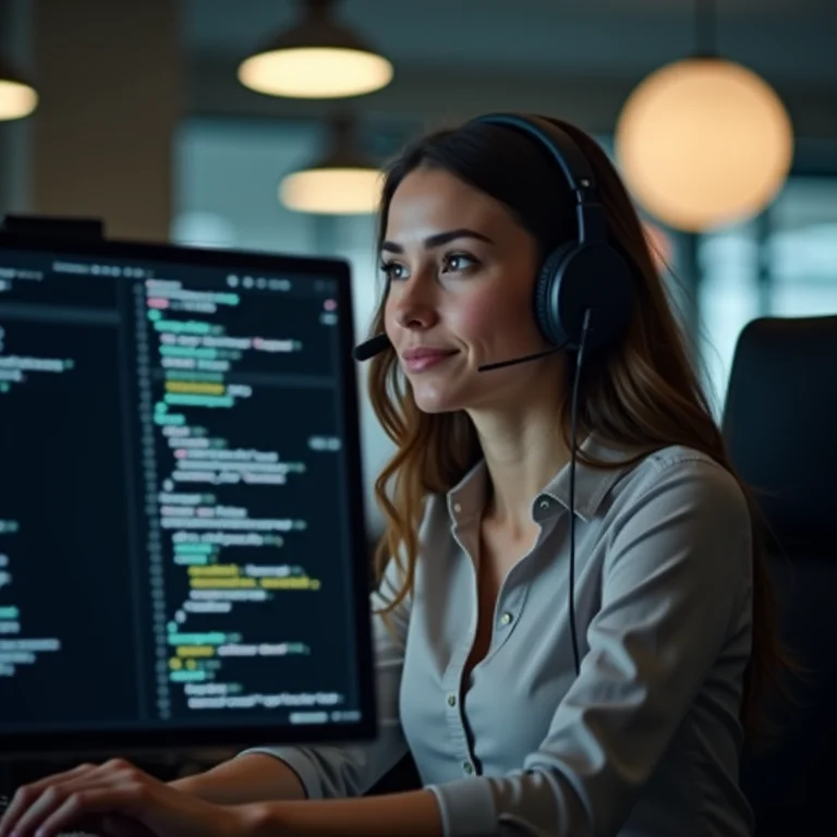 Mulher trabalhando com código em escritório