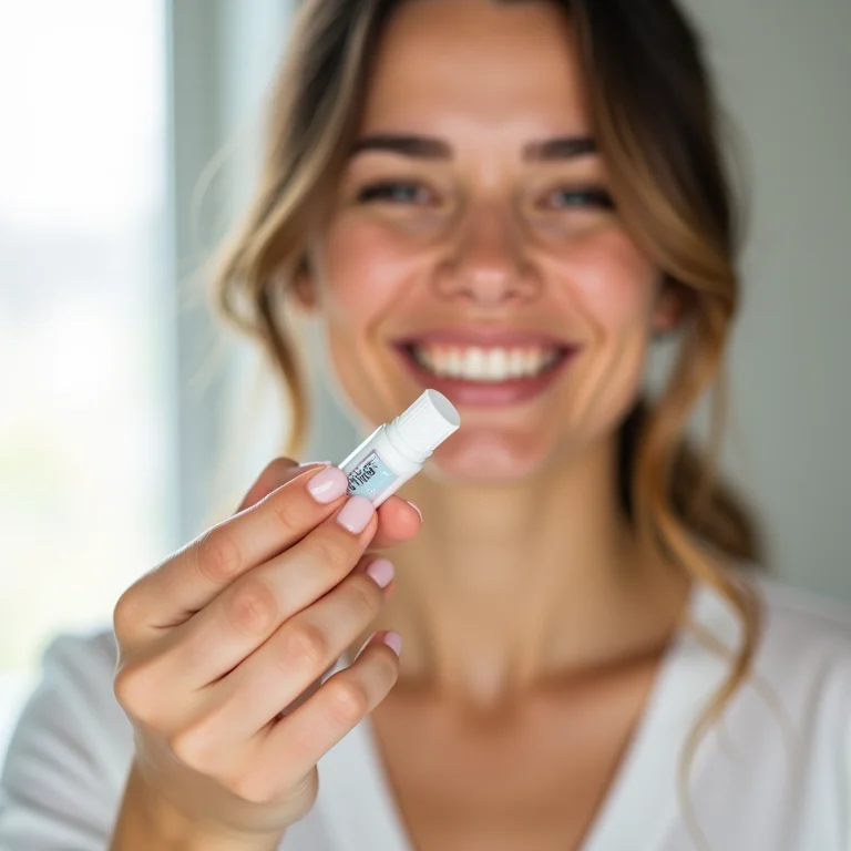 Mulher usando pasta de dente clareadora nas unhas