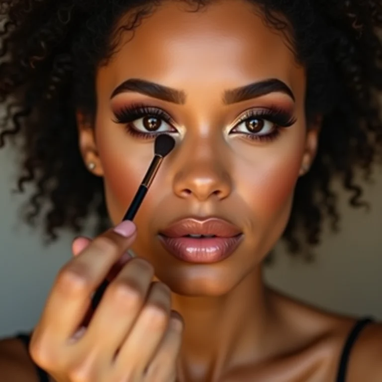 Noiva parda maquiando os olhos