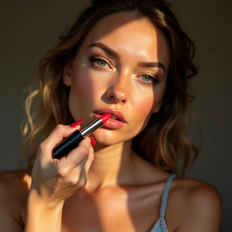 Noiva plus size aplicando batom