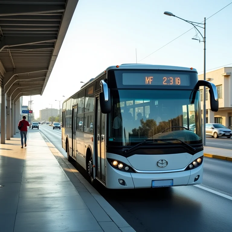 Ônibus chegando na rodoviária de Aparecida