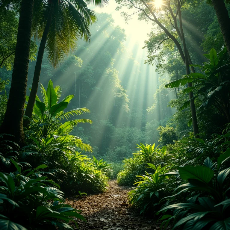 Paisagem exuberante de floresta tropical, representando a importância do turismo sustentável para o meio ambiente.
