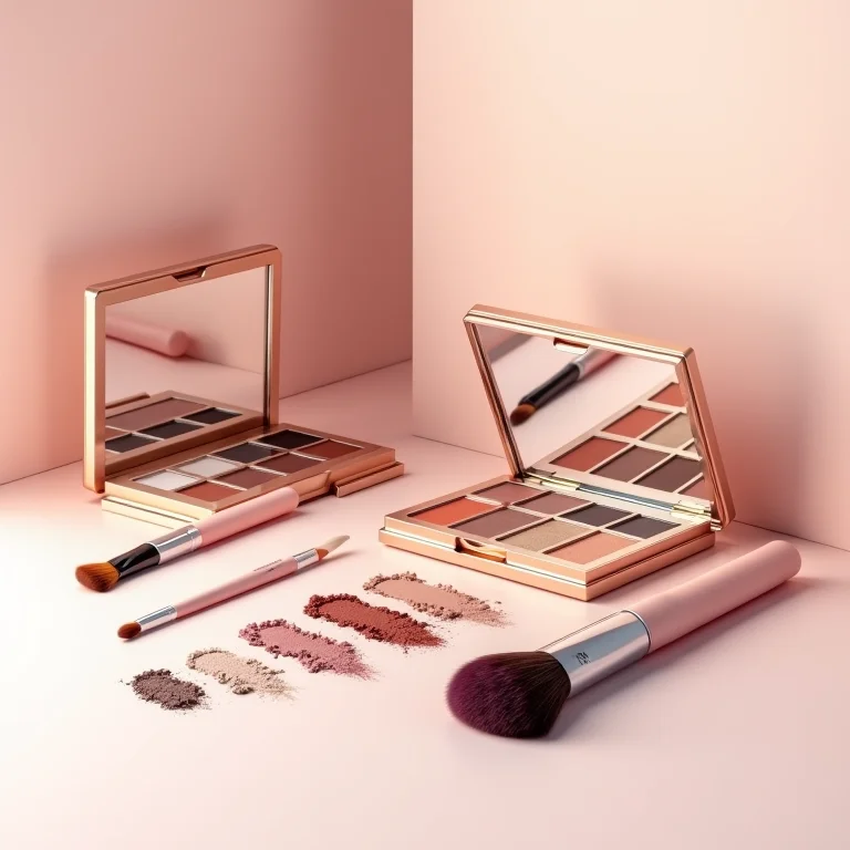 Paletas de sombras e pincéis de maquiagem