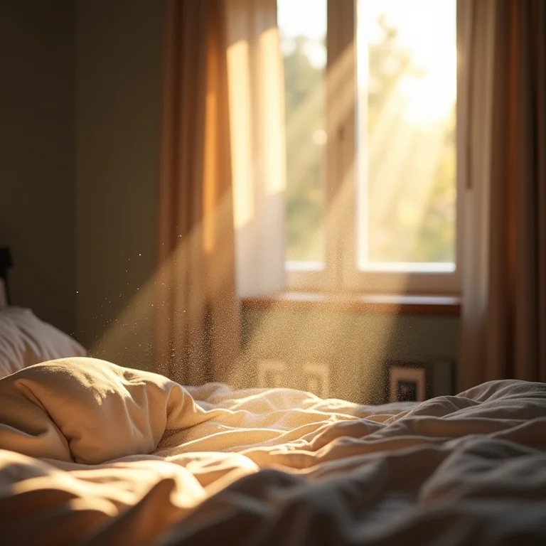 Partículas de poeira visíveis em raio de sol